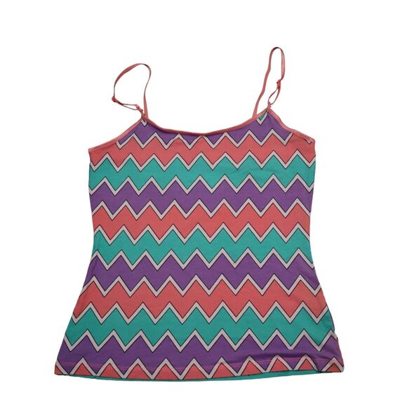 Zenana Outfitters Shirt Womens M Multicolor Spaghetti Chevron Pullover Tank Top - Picture 1 of 15